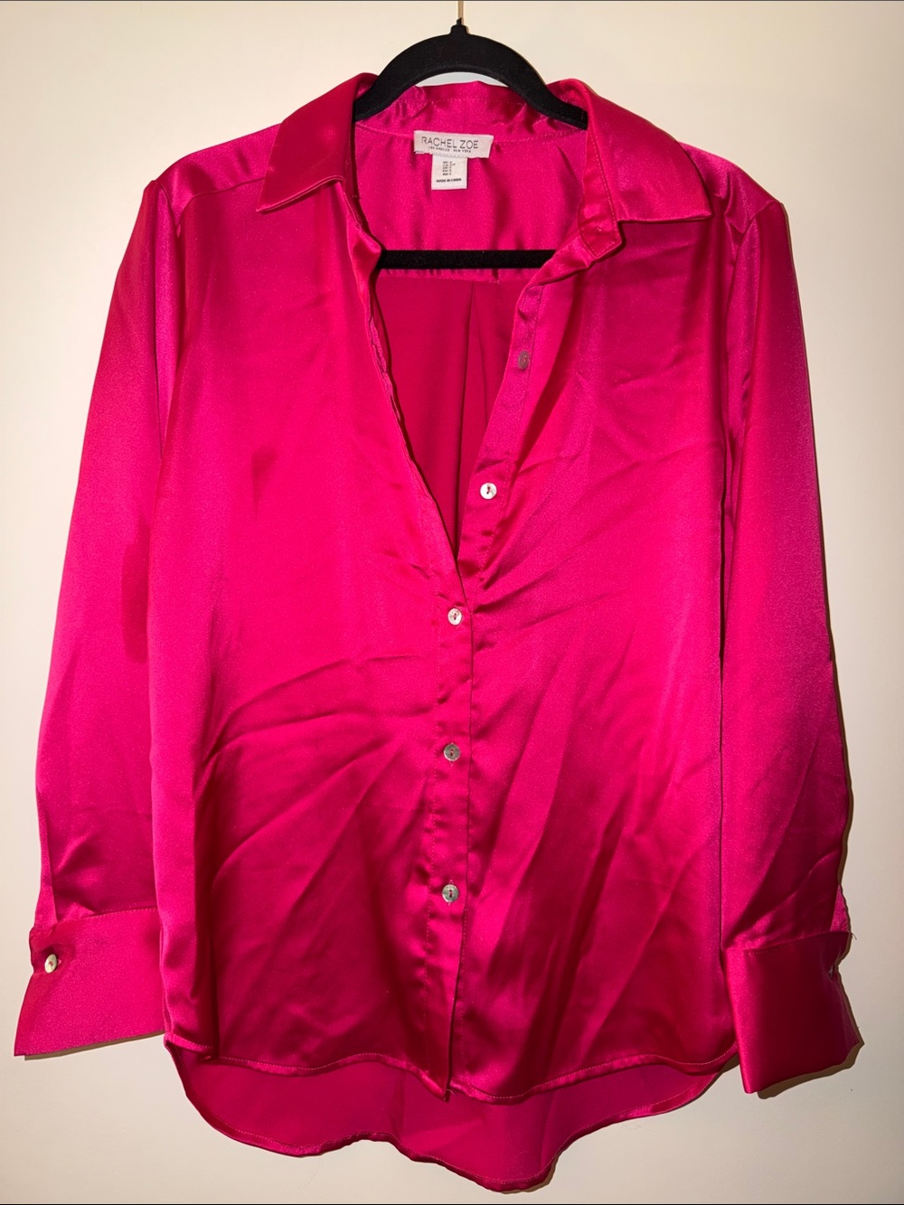 Rachel Zoe Fuchsia Silk Button-Front Blouse